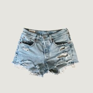 Levi's 501 Light Blue Distressed Women's Denim Shorts W24